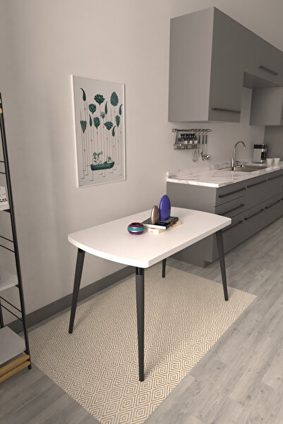 VİLİNZE Argos Sabit Mdf Beyaz Mutfak Masası - 70x120 cm