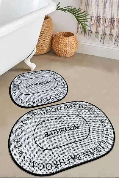Chilai Home Σετ πατάκι μπάνιου Baindos 2 τεμαχίων ΓΚΡΙ, Σετ Τουαλέτας Αντιολισθητική Βάση Djtbanyo