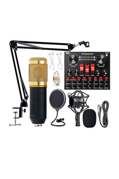 COOYA Professional Condenser Microphone With V8S Live Sound Card And Studio Recording Broadcasting