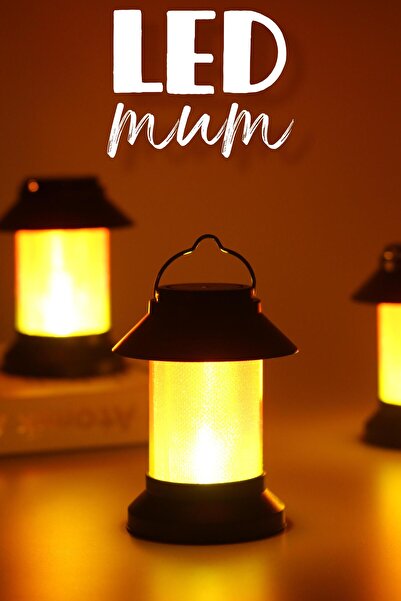 Telvesse 3LÜ Led Mum Sokak Lambası Tip Kulplu Dumansız Pilli Alevli Dekoratif...