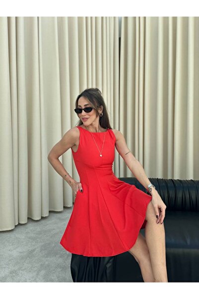 QİMYA BUTİK Bebe Plus Women's Skirt with Loose Gips Sleeveless Mini Dress