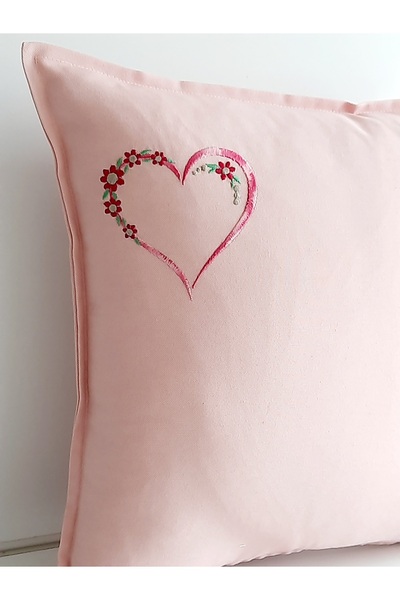 Fabric by Gülçin Anneler Gününe Özel Nakış Işleme Pamuklu Duck Kumaş Kalp Des...