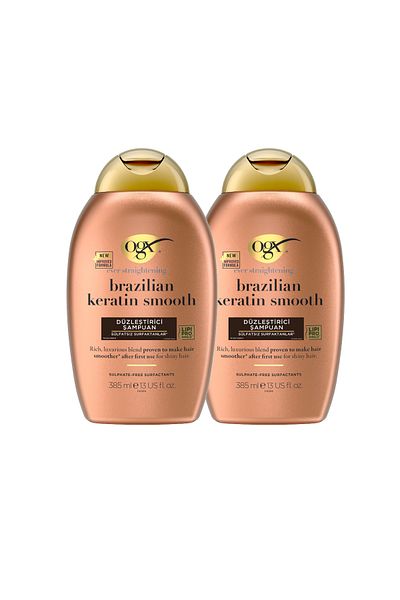 OGX 385 ml 2-Piece Brazilian Keratin Smooth Sulfate-Free Straightening Shampoo Set