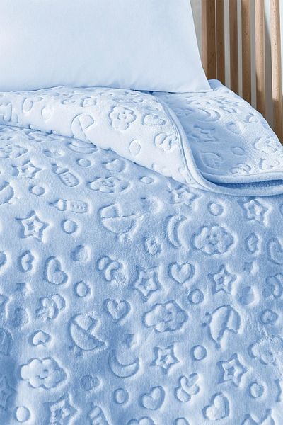 Özdilek Blue Embos Baby Blanket - 100X120