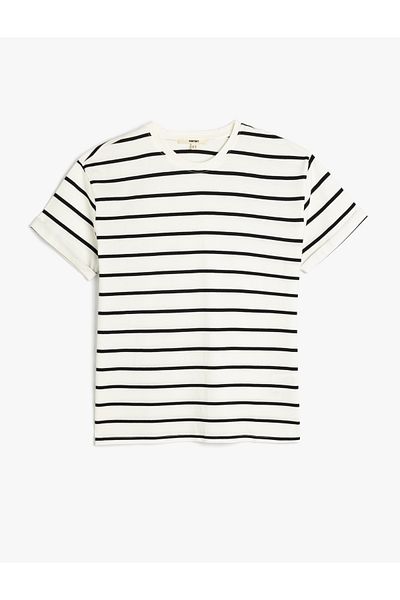 Koton Tricou din bumbac cu mânecă scurtă cu decolteu