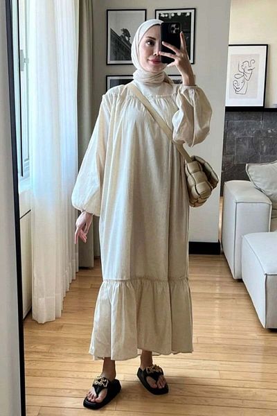 Ceylan Otantik Organic Linen Skirt Ruffle Dress