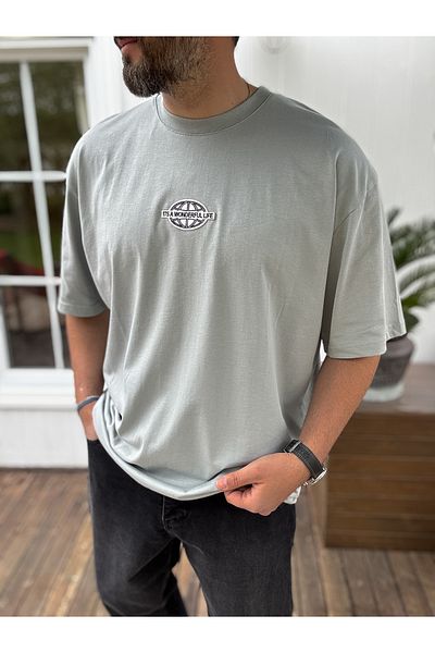 BYBASICMAN Gray Wonderful Patchli T-Shirt Jj-116