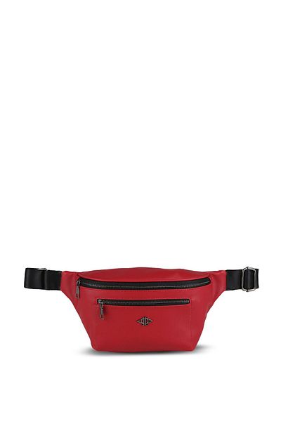 dellel Dellel Red Waist Bag, Printed Vegan Leather, Adjustable Strap, Multi-Zipper Fanny Pack for Women&Men