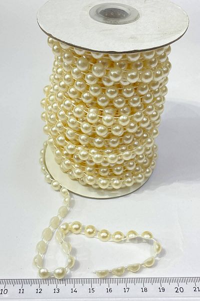 Hayalperest boncuk 8 Mm 10 Mt Dark Cream Plastic Ribbon - Half Pearl