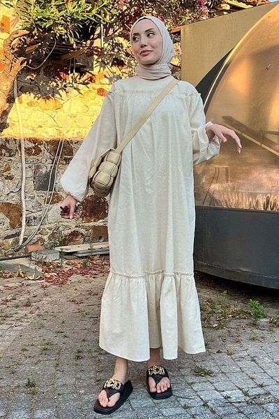 Ceylan Otantik Organic Linen Skirt Ruffle Dress