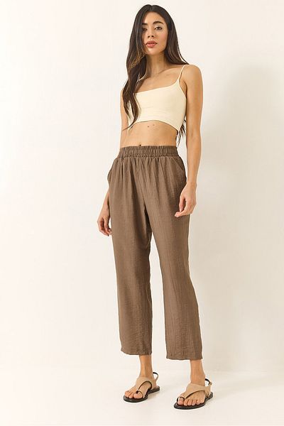 Bianco Lucci Damen-Hose mit elastischem Bund und Taschendetail, schmaler Karottenschnitt, 3876 60281040