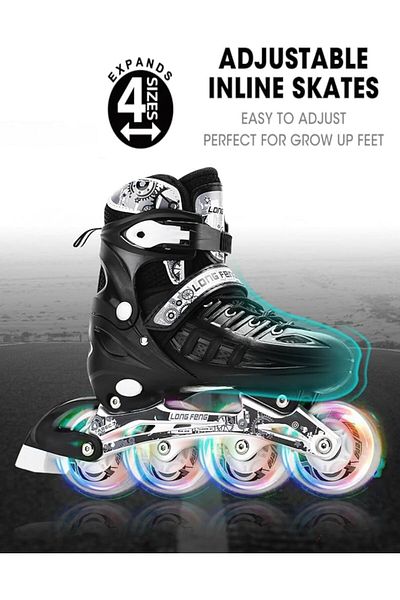 Yelajoy Inline Adjustable Skates for Kids, With 8 Full Light Up Wheels, Roller Blades, Gift for Kids 3+