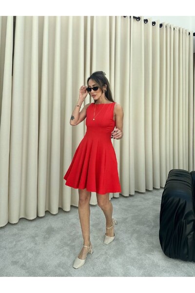 QİMYA BUTİK Bebe Plus Women's Skirt with Loose Gips Sleeveless Mini Dress