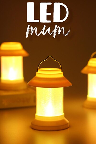 Telvesse 3LÜ Led Mum Sokak Lambası Tip Kulplu Dumansız Pilli Alevli Dekoratif...