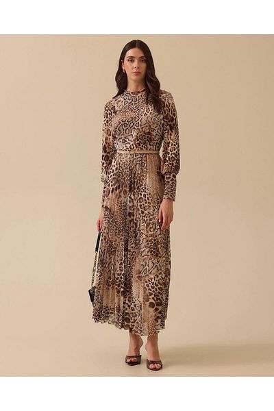 SEÇİL Stylish Dress - Model Number 251310025 , Dark Dark (Camel) Color