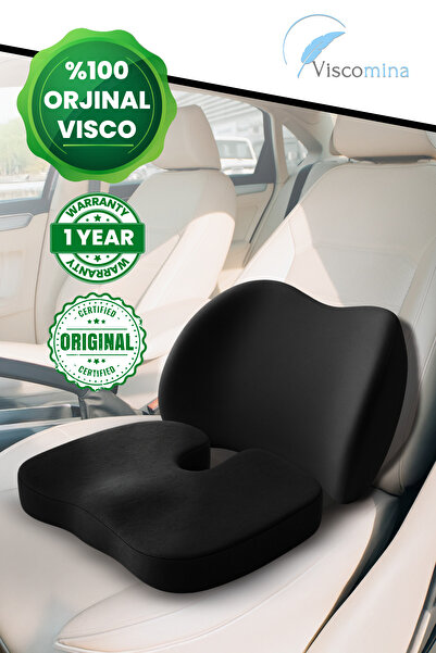 Viscomina Visco Araç Bel ve Oturma Minderi Seti Ortopedik Şoför Koltuğu Destek Araba İçin Konfor Yastığı