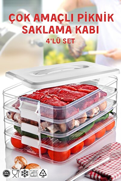 Nandy Home 4'Lü Set Çok Amaçlı Piknik, Kamp, Seyahat Saklama Kabı