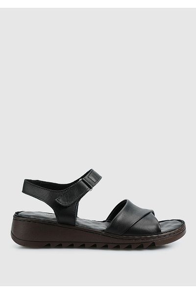 Eclipse Black Leather Women's Comfort Sandals