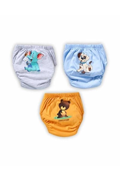 Momslab Poopes Yıkanabilir 3'lü Kombin Neseli Hayvanlar Alıştırma Külodu 1-2-3-4 Yaş