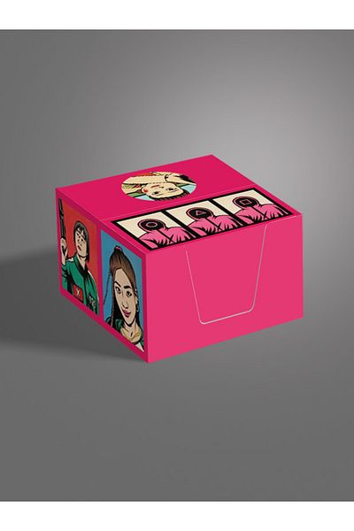 AYKUT OFSET 4Pcs,Squid Game Designed Cube Memo Pad,Boxed Block Note,Note Paper,Note Holder,Cube Note Paper 500, 8X8