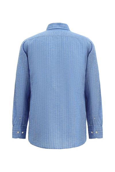 Abdullah Kiğılı Long Sleeve Regular Fit Striped Sports Linen Shirt
