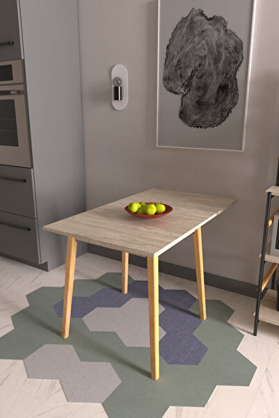 VİLİNZE Vilinze Avanos Mdf Traverten Katlanır Ahşap Mutfak Masası - 70x80 cm