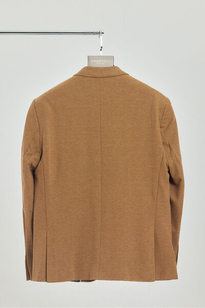 Frappoli Savue Erkek Camel Pamuk Karışımlı Esneyen Kumaş Slim Fit Blazer Ceket (Büyük Beden - Battal)