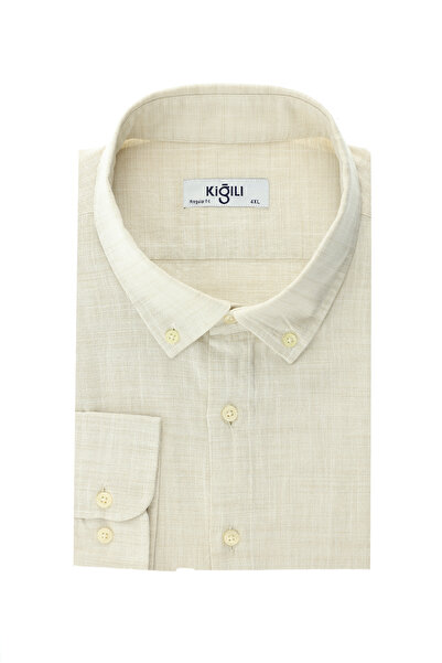 Kiğılı Πουκάμισο με μακρυμάνικο σχέδιο από βαμβακερό γιακά με κουμπιά