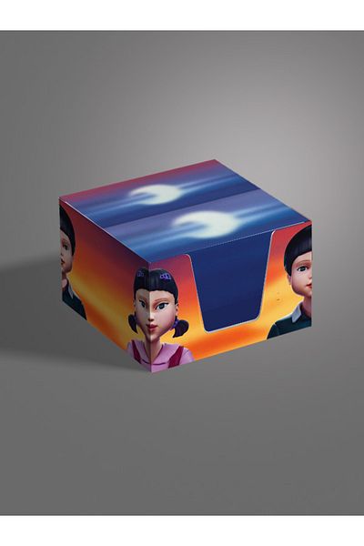 AYKUT OFSET 4Pcs,Squid Game Designed Cube Memo Pad,Boxed Block Note,Note Paper,Note Holder,Cube Note Paper 500, 8X8