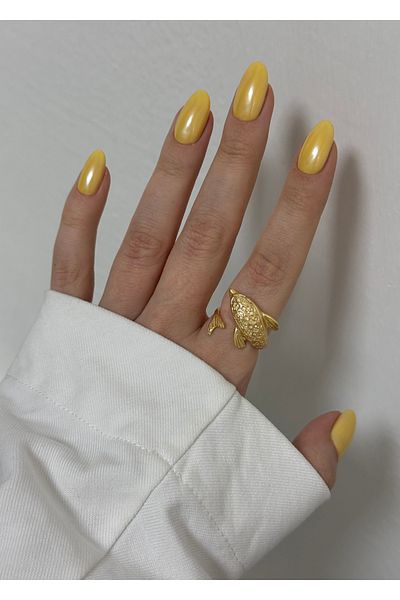 KİLİGİSTANBUL Gold Color Retro Dolphin Ring (Size Can Be Adjusted)