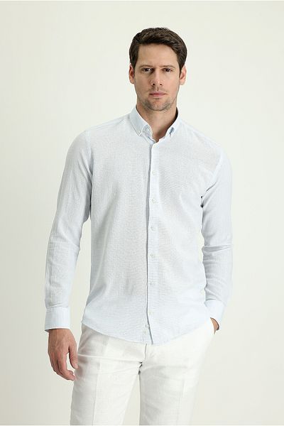 Kiğılı Cămașă sport cu guler cu nasturi din bumbac, cu mânecă lungă, slim fit