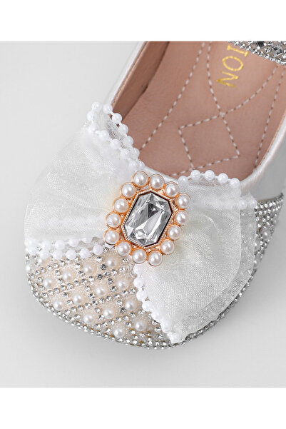 Mark & Mia Mark & Mia Bow Detailed Pearl & Rhinestones Embellished Party Shoes - Silver