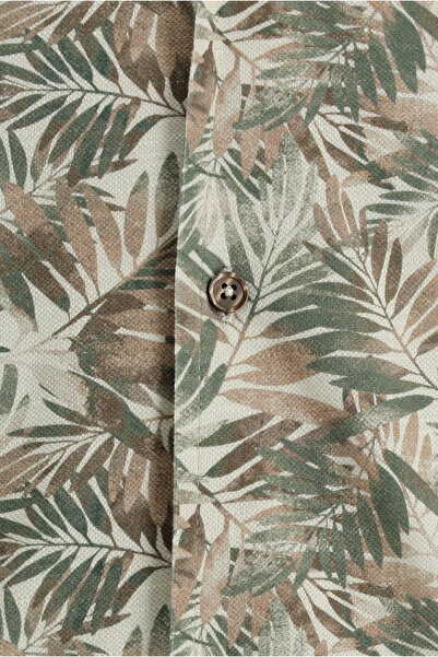 Abdullah Kiğılı Kısa Kol Slim Fit Dar Kesim Baskılı Spor Pamuk Gömlek