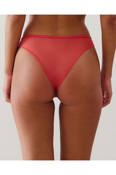 Undiz Floral embroidered mesh tanga briefs - pink