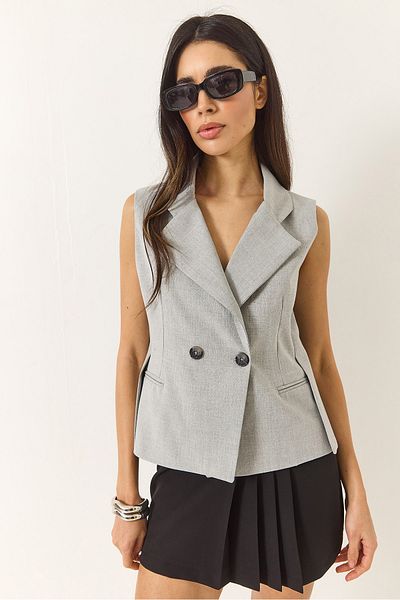 Bianco Lucci Women's Shawl Collar Asymmetrical Cut Vest 60429 60283003