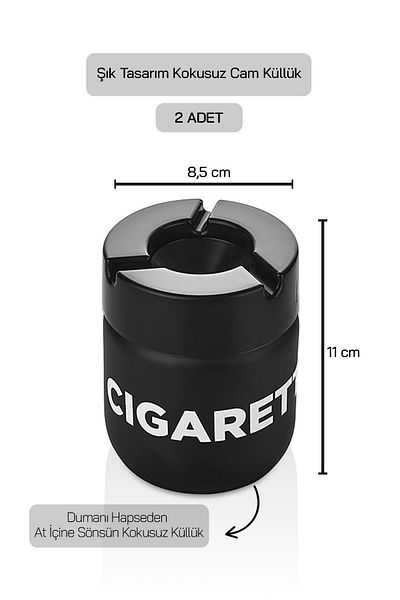 HOMENIVA 2Pcs Stylish Design Odorless Glass Ashtray, Decorative Ashtray