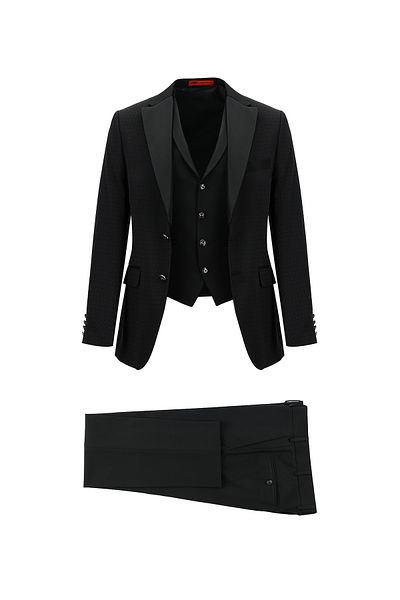 Kiğılı Mono Collar Slim Fit Tuxedo with Vest - Groom Suit
