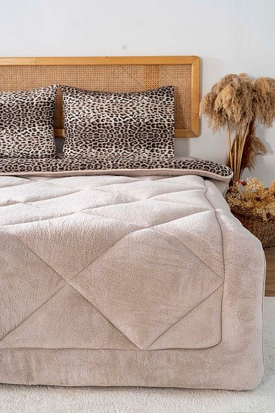 Riva Set pilota de lux Wellsoft cu două fețe Beige Leopard Loura 155x215 cm