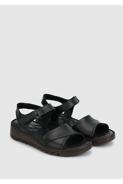 Eclipse Black Leather Women's Comfort Sandals