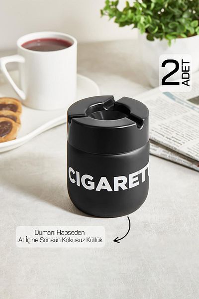 HOMENIVA 2Pcs Stylish Design Odorless Glass Ashtray, Decorative Ashtray