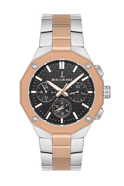JACK LORANCE Jls0409802 Black & Silver & Rose Steel Men's Wristwatch