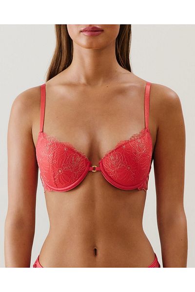 Undiz Padded bra in floral embroidered mesh - pink