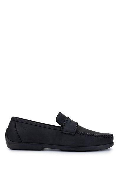 Tamer Tanca Men's Genuine Leather Black Nubuck Loafers