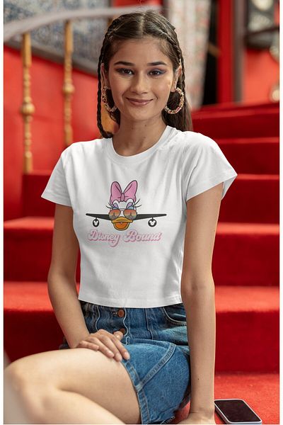 Fuddy Moda Μπλούζα με στάμπα Daisy Duck, Γυναικεία μπλούζα με θέμα κινούμενα σχέδια