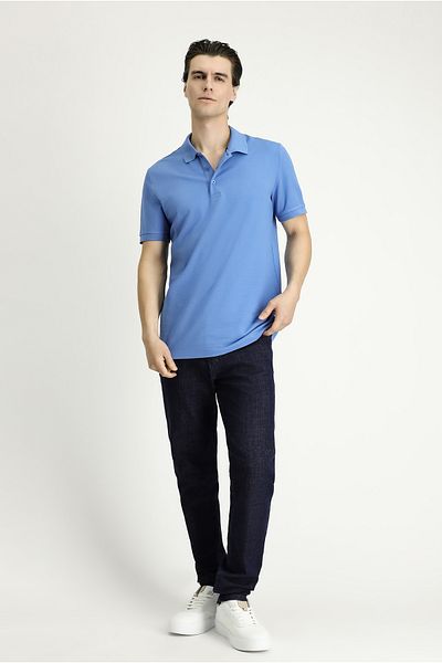 Kiğılı Tricou slim din bumbac brodat cu gât polo
