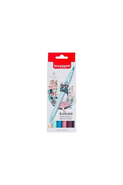 Bruynzeel Fineliner-brush Venice Set of 6 Double-Sided Pens 60325206