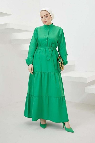 giyze Judge Collar Buttoned Hijab Dress Benetton Green 428