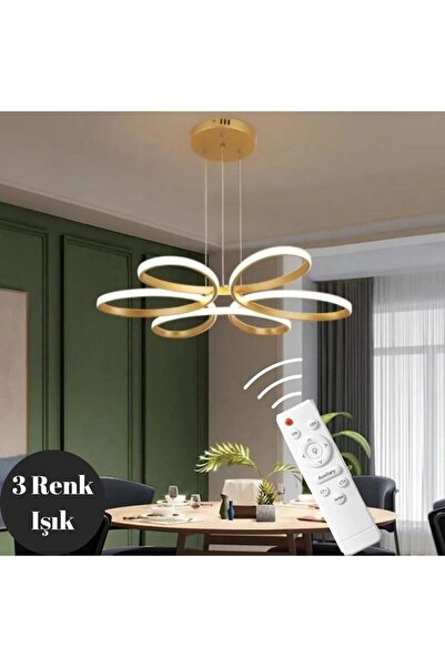 DEFNE AVİZE LEVENT Eskitme 60 cm Sarkıt Modern Kumandalı Ultra 3 Renk Işık Le...