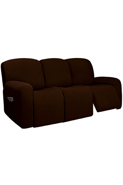 Choice غطاء أريكة متكئة قابلة للتمدد بثلاثة مقاعد، لون بني غامق، مع قاعدة مرن...