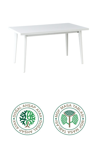 VİLİNZE Avanos Ahşap Sabit Mdf Beyaz Mutfak Masası - 80x140 Cm